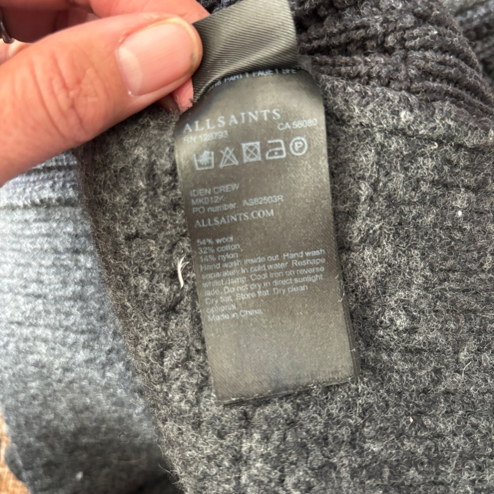 AllSaints Oversized Grey Knit Sweater | Chunky Textured Minimalist | Size L - Picture 5 of 7